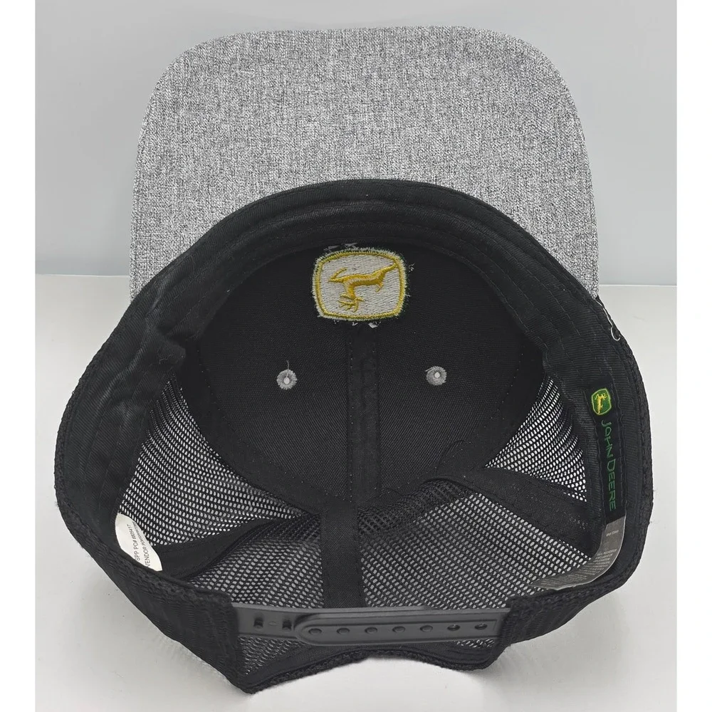 John Deere Trucker Hat Grey Black Embroidered Logo Snapback